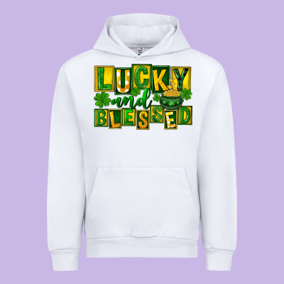 Lucky And Blessed St. Patricks Day Urban Hoodie Designed By Fadigitalartstudio
