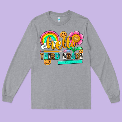 Hello Third Grade Long Sleeve Tee Designed By Nancycooperartshop