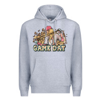 Heather Grey game day baseball leopard Premium Hoodie - HowdyJamesFarm