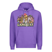 Purple game day baseball leopard Premium Hoodie - HowdyJamesFarm