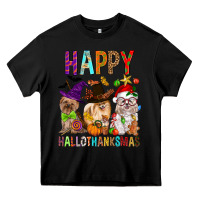 Black Happy hallothankmas dog Heavy Core Tee - FaDigitalArtStudio