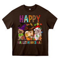 Chocolate Brown Happy hallothankmas dog Heavy Core Tee - FaDigitalArtStudio