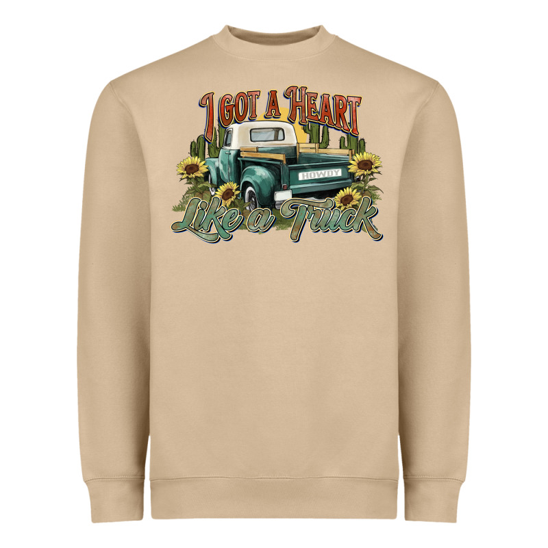 I Got A Heart Like A Truck Western Sunflower Heavyweight Sweatshirt by NancyCooperArtShop | Teevron