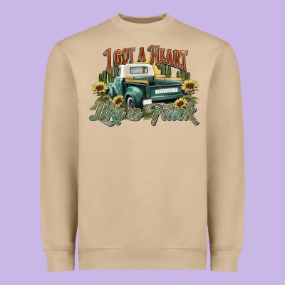 I Got A Heart Like A Truck Western Sunflower Heavyweight Sweatshirt Designed By Nancycooperartshop