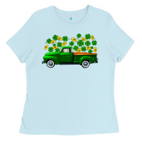 Baby Blue st patricks shamrock gold truck Ladies Tee - FaDigitalArtStudio