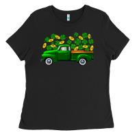 Black st patricks shamrock gold truck Ladies Tee - FaDigitalArtStudio
