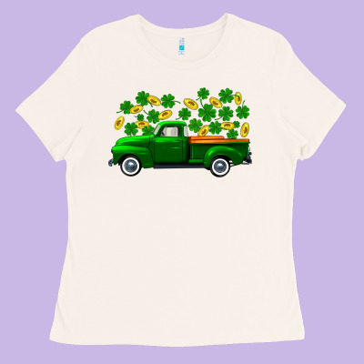 St Patricks Shamrock Gold Truck Ladies Tee Designed By Fadigitalartstudio