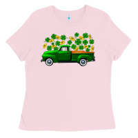 Bubblegum Pink st patricks shamrock gold truck Ladies Tee - FaDigitalArtStudio