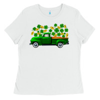 White st patricks shamrock gold truck Ladies Tee - FaDigitalArtStudio