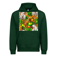 Forest Green St. Patrick's Goat Family With Balloons Seamless Urban Hoodie - FaDigitalArtStudio