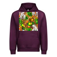 Mauve Wine St. Patrick's Goat Family With Balloons Seamless Urban Hoodie - FaDigitalArtStudio