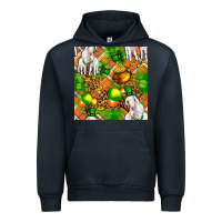 Navy St. Patrick's Goat Family With Balloons Seamless Urban Hoodie - FaDigitalArtStudio