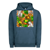Pigment Midnight Navy St. Patrick's Goat Family With Balloons Seamless Urban Hoodie - FaDigitalArtStudio