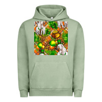 Pigment Oil Green St. Patrick's Goat Family With Balloons Seamless Urban Hoodie - FaDigitalArtStudio