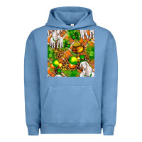 Pigment Pebble Blue St. Patrick's Goat Family With Balloons Seamless Urban Hoodie - FaDigitalArtStudio