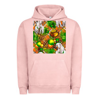 Pigment Salmon St. Patrick's Goat Family With Balloons Seamless Urban Hoodie - FaDigitalArtStudio