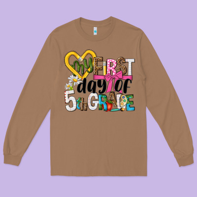 My First Day Of 5th Grade Long Sleeve Tee Designed By Nancycooperartshop