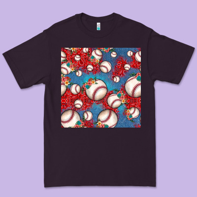 Baseball Paisley And Jean Pattern, Baseball Seamless Pattern Premium Tee Designed By Jahusdesignshop