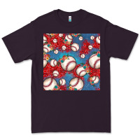 Plum baseball paisley and jean pattern, baseball seamless pattern Premium Tee - JahusDesignShop