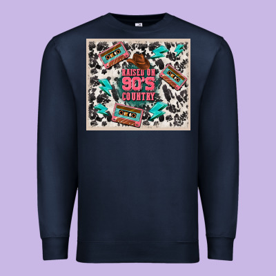 Raised 90's Country Premium Sweatshirt Designed By Tumblerdesignbyshophia