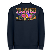 Navy flawed but still worthy romans 5 8 Heavyweight Sweatshirt - NancyCooperArtShop