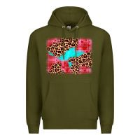 Army Green valentine's day leopard background Premium Hoodie - JahusDesignShop