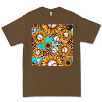 Cacao baseball leopard turquoise sunflower seamless pattern Premium Tee - JahusDesignShop