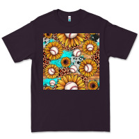 Plum baseball leopard turquoise sunflower seamless pattern Premium Tee - JahusDesignShop