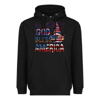 Black God Bless America with gnome 4th of july Heavyweight Hoodie - HowdyJamesFarm