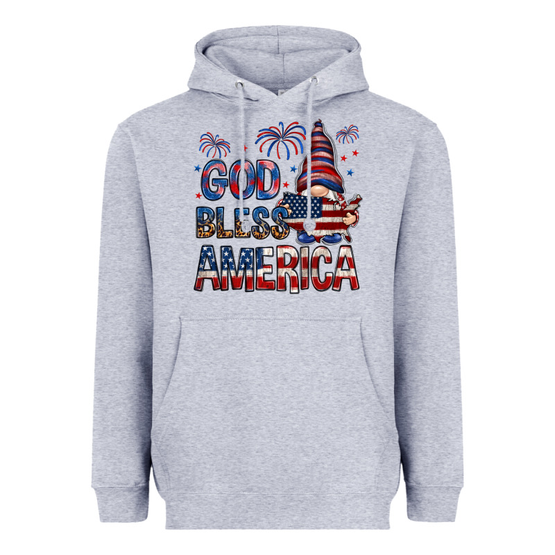 God Bless America With Gnome 4th Of July Heavyweight Hoodie by HowdyJamesFarm | Teevron