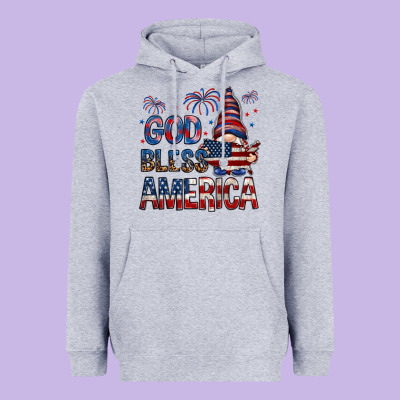God Bless America With Gnome 4th Of July Heavyweight Hoodie Designed By Howdyjamesfarm