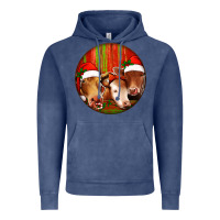 Vintage Denim Christmas Cow, Vintage Hoodie - Jasminsmagicworld
