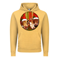 Vintage Mustard Christmas Cow, Vintage Hoodie - Jasminsmagicworld