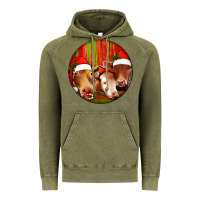 Vintage Olive Christmas Cow, Vintage Hoodie - Jasminsmagicworld