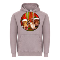 Vintage Zinc Christmas Cow, Vintage Hoodie - Jasminsmagicworld