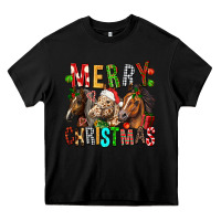 Black Merry christmas horses Heavy Core Tee - FaDigitalArtStudio