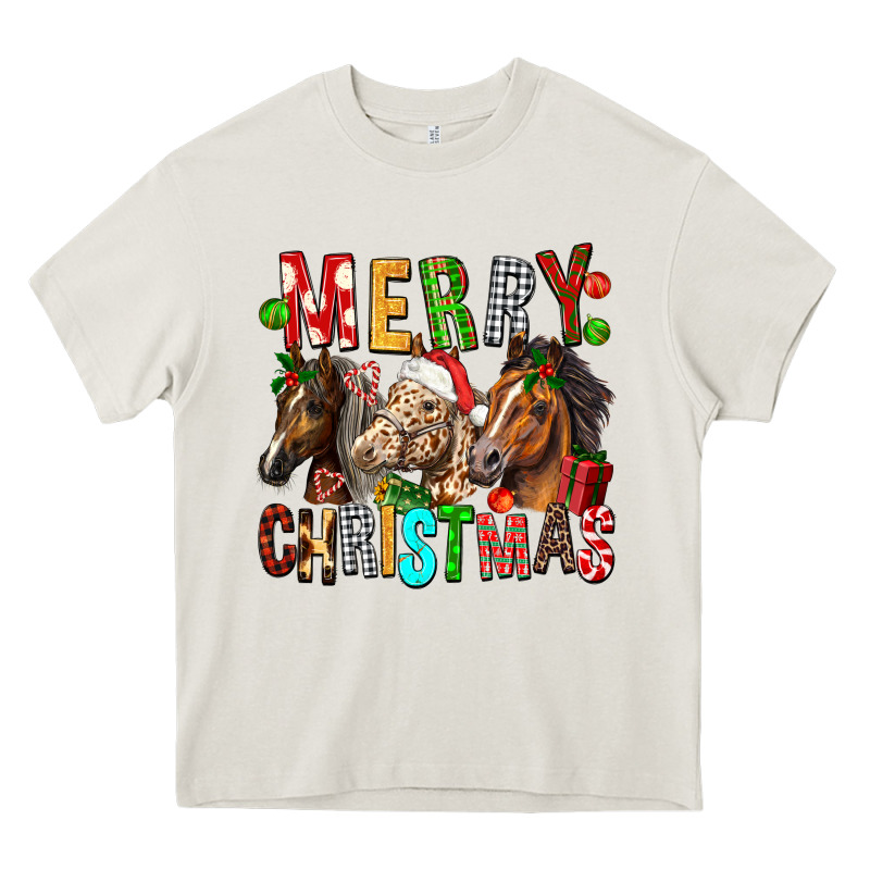 Merry Christmas Horses Heavy Core Tee by FaDigitalArtStudio | Teevron