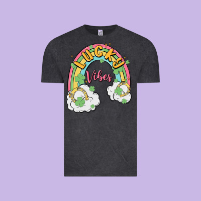Lucky Vibes Vintage Tee Designed By Maliassmallbusiness