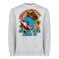 Heather Grey lord have mercy baby got her blue jeans on Heavyweight Sweatshirt - NancyCooperArtShop