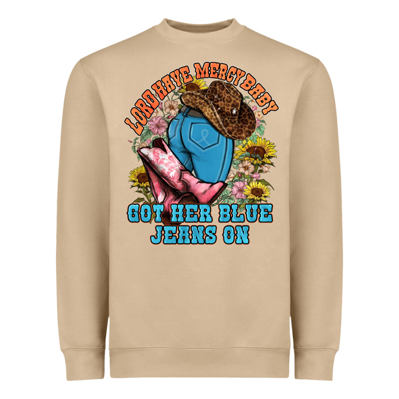 Lord Have Mercy Baby Got Her Blue Jeans On Heavyweight Sweatshirt by NancyCooperArtShop | Teevron