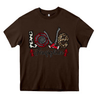 Chocolate Brown love firefighter Heavy Core Tee - CowhideDigitalArt