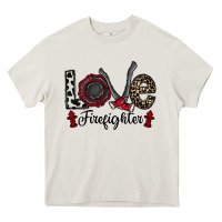 Cream love firefighter Heavy Core Tee - CowhideDigitalArt