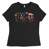 Black teacher christmas Ladies Tee - RacoonDesign