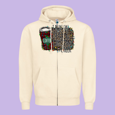 I Run On Coffee And Christmas Cheer Zipper Hoodie Designed By Bettercallsaul