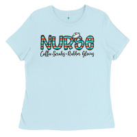 Baby Blue coffee scrubs and rubber gloves Ladies Tee - CowhideDigitalArt