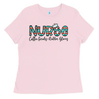 Bubblegum Pink coffee scrubs and rubber gloves Ladies Tee - CowhideDigitalArt