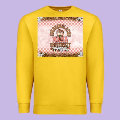 Oversimulated Mama University Premium Sweatshirt Designed By Tumblerdesignbyshophia