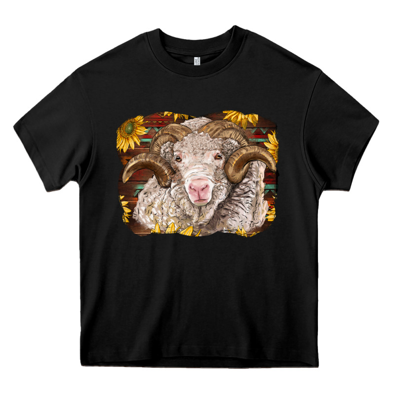 Merino Ram With Sunflowers Heavy Core Tee by BarkalooDesign | Teevron