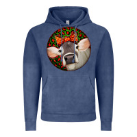 Vintage Denim Christmas Cow, Vintage Hoodie - Jasminsmagicworld