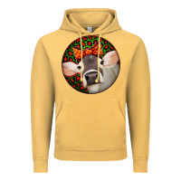 Vintage Mustard Christmas Cow, Vintage Hoodie - Jasminsmagicworld